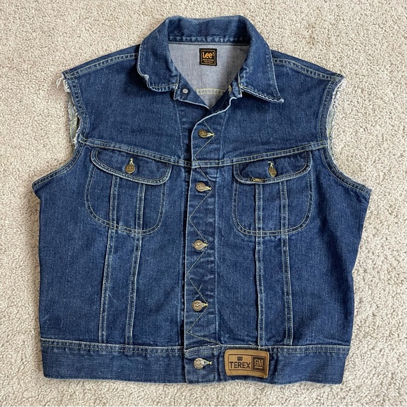 VINTAGE Blue Denim LEE Cut-Off BETTY BOOP Embellished JEAN JACKET Vest - Picture 2 of 4